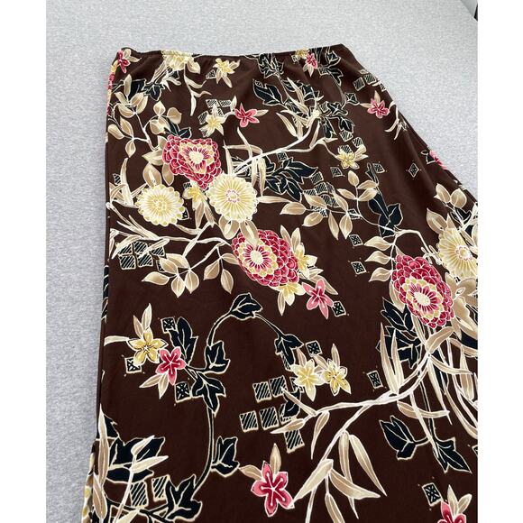 Vintage Kathie Lee Floral Maxi Skirt 14 Brown Pink Fairycore Hippie Grunge 90s - Picture 7 of 13